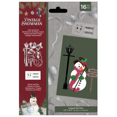 Crafter's Companion Vintage Snowman Stamp & Die - Jolly Snowman